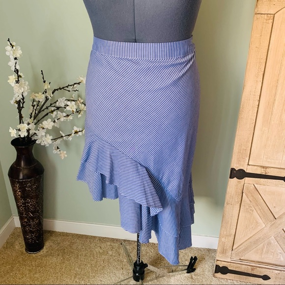 A New Day Asymmetrical Striped Ruffle Skirt Approx Sz 18 - Picture 3 of 7